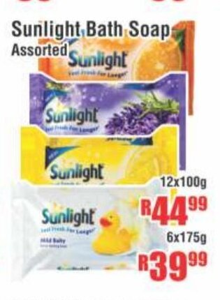 Devland Cash And Carry Sunlight Bath Soap Assorted 12x100g offer