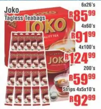 Devland Cash And Carry Joko Tagless Teabags 4x100's offer
