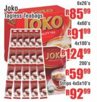 Devland Cash And Carry Joko Tagless Teabags Strips 4x5x10's offer