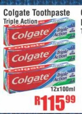 Devland Cash And Carry Colgate Toothpaste Triple Action 12x100ml offer