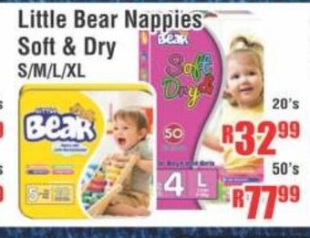 Little Bear Nappies Soft & Dry 20's