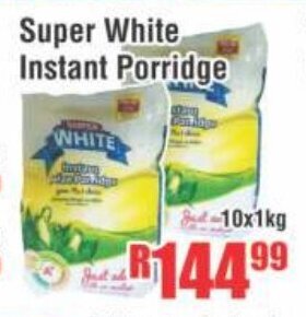 Devland Cash And Carry Super White Instant Porridge 10x1kg offer