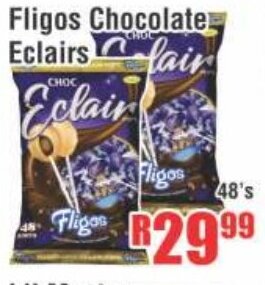 Devland Cash And Carry FLigos Chocolate Eclairs 48's offer