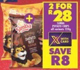 Shoprite Simba Potato Chips all variants 2 x 120g offer