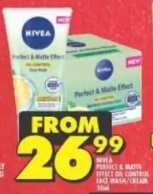 Shoprite Nivea Perfect & Matte Effect Oil Control Face Wash / Cream 50ml offer