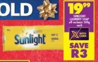 Shoprite Sunlight Laundry Soap all variants 500g offer
