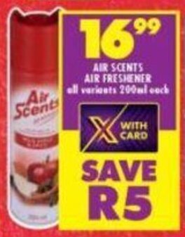 Shoprite Air Scents Air Freshener all variants 200ml offer