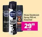 Game Nivea deodorant spray assorted-150ml each offer