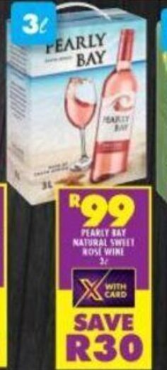 Pearly Bay Natural Sweet Rosé Wine 3L offer at Shoprite