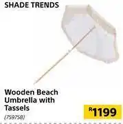 Builders Warehouse Shade trends wooden beach umbrella with tassels offer