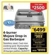 Builders Warehouse Alva 4 burner mojave drop in gas barbeque offer