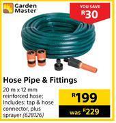 Builders Warehouse Garden master hose pipe & fittings 20m x 12mm offer