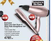 Dis-Chem Carmen exclusive salon duo hair dryer & wide plate straightener set-per set offer