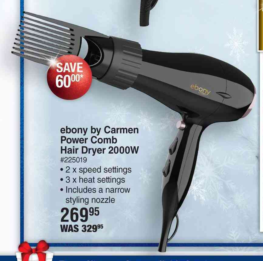 Carmen 2000w ebony by carmen power comb hair dryer offer at DisChem