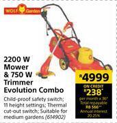 Builders Warehouse Wolf garden 2200w mower & 750w trimmer evolution combo offer