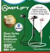 Dis-Chem Amplify blue series bluetooth earphones-each offer