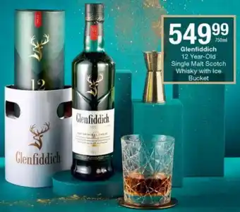 Checkers Liquor Shop Glenfiddich 12-Year-Old Single Malt Scotch Whisky with Ice Bucket 750ml offer