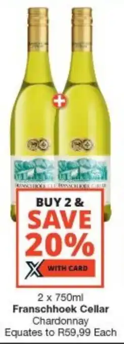 Checkers Liquor Shop 2 x 750ml Franschhoek Cellar Chardonnay offer