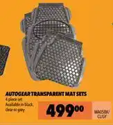 Midas Autogear transparent mat sets ma05bk/cl/gy offer