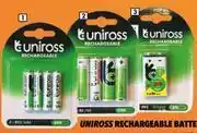 Uniross rechargeable batteries 4 x aaa 600 mah rb460532