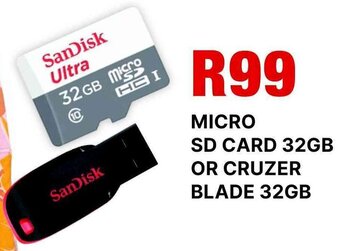 MRP Micro SD Card 32GB or Cruzer Blade 32GB offer