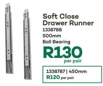 Soft Close Drawer Runner 500mm