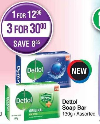 Dis-Chem Dettol Soap Bar 3x130g offer