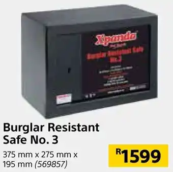 Builders Warehouse Burglar Resistant Safe No.3 375mm x 275mm x 195mm offer