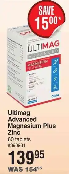 Dis-Chem Ultimag Advanced Magnesium Plus Zinc 60 Tablets offer
