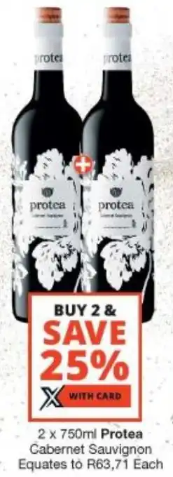 Checkers Liquor Shop 2 x 750ml Protea Cabernet Sauvignon offer