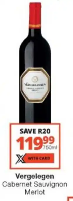 Checkers Liquor Shop Vergelegen Cabernet Sauvignon Merlot 750ml offer