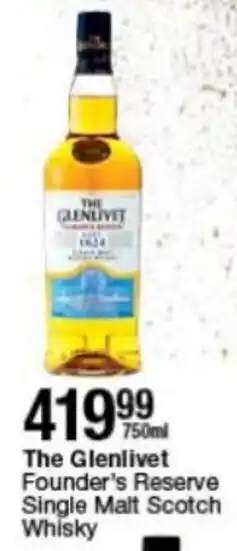 Checkers Liquor Shop The Glenlivet Founder's Reserve Single Malt Whisky 750ml offer
