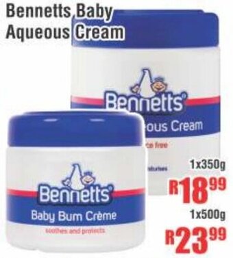 Devland Cash And Carry Bennetts Baby Aqueous Cream 1x500g offer
