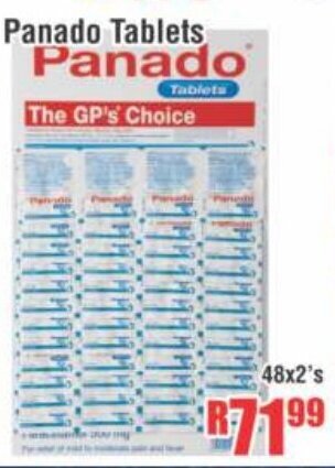 Devland Cash And Carry Panado Tablets 48x2's offer