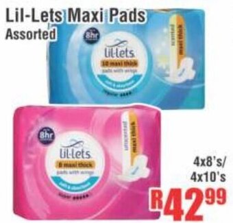 Lil-lets Maxi Pads 4x8's/4x10's