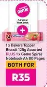 Game Bakers topper biscuit 125g assorted plus game spiral notebook a4 80 pages-for both offer