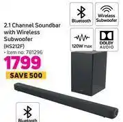 Game Hisense 2.1 channel soundbar with wireless subwoofer hs212f offer