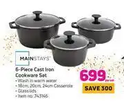 Game Mainstays 6 piece cast iron cookware set-per set offer