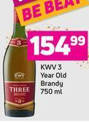 Kwv 3 year old brandy-750ml