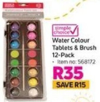Water Colour Tablets & Brush 12-Pack