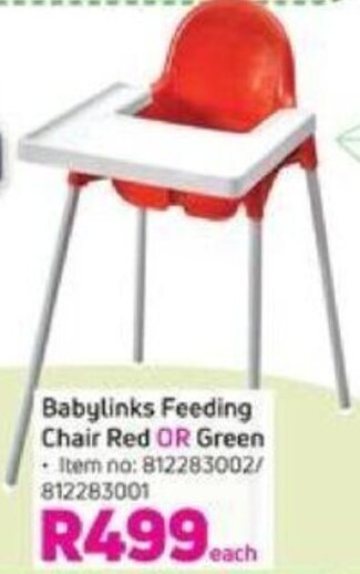 Babylinks Feeding Chair Red or Green offer at Game
