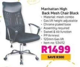 Game Manhattan high Back Mesh Chair Black offer