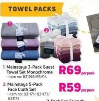 Game Towel Packs Mainstays 3-Pack Guest Towel Set Monochrome offer