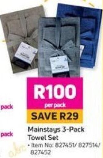 Game Mainstays 3-Pack Towel Set offer