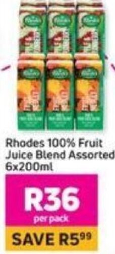 Game Rhodes 100% Fruit Juice Blend Assorted 6 x 200ml offer