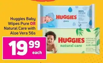 Game Huggies baby WIpes Pure or Natural Care with Aloe Vera 56s offer