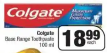 Spar Colgate Base Range Toothpaste 100ml offer