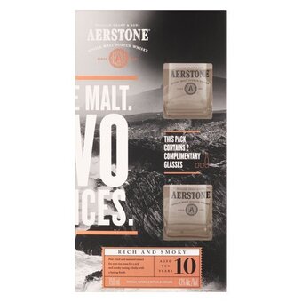 Pick n Pay Liquor Aerstone 10 year old land cask single malt scotch whisky bottle 750ml & 2 glasses offer