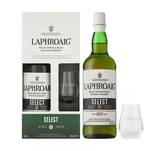 Makro’s liquor Laphroaig select islay single malt scotch whisky w/single glass in gift pk (1 x 750ml) offer