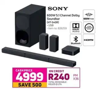 Game Sony 600W 5,1 Channel Dolby Soundbar HT-S40R USB offer